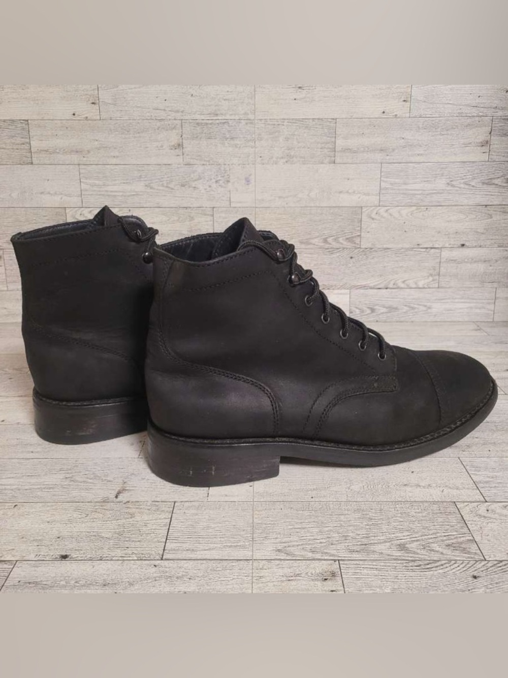 Men's Thursday Captain Black Matte Leather Cap Toe Biker Combat Boots Size 12 - Picture 5 of 10